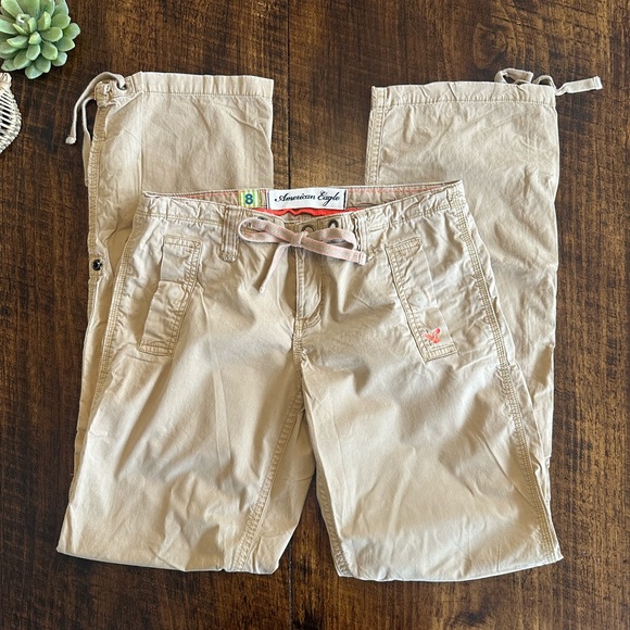 American Eagle Outfitters Pants - American Eagle | Y2K Tan Mid-rise Cargo Utility Pants